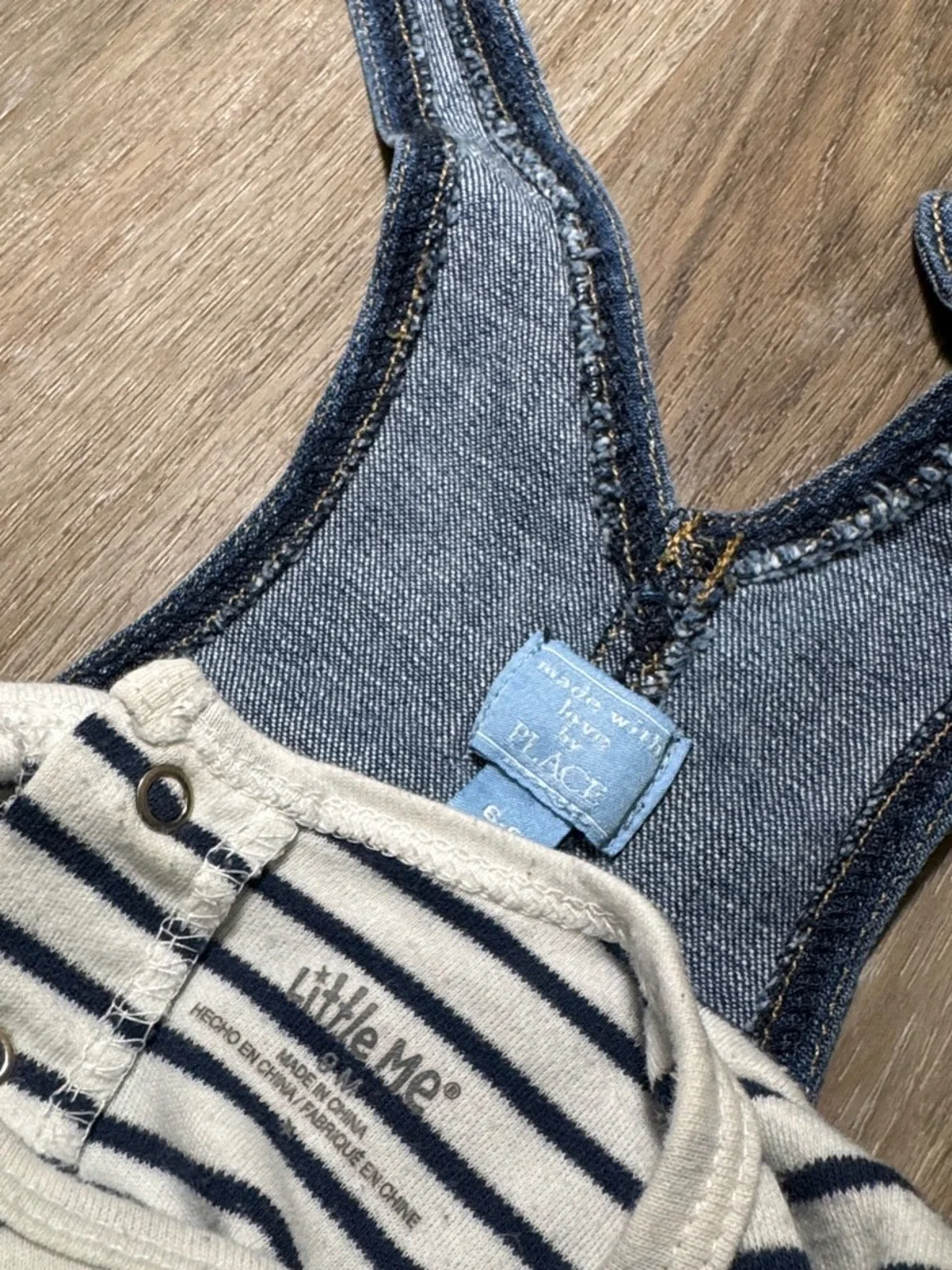 Striped Long Sleeve Top with Blue Denim Fox Overalls - Kids